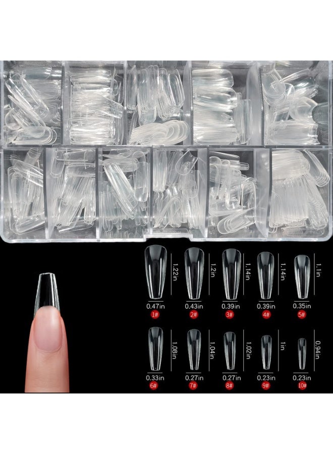 Acrylic French False nail Tips (Transparent) 500 PCS flase nails for women and girl - Image 1